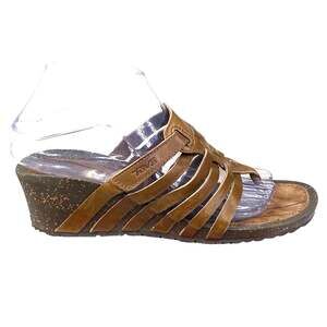 Teva Women's Cabrillo Brown Leather Slip On Strappy Wedge Sandal Size US 7.5